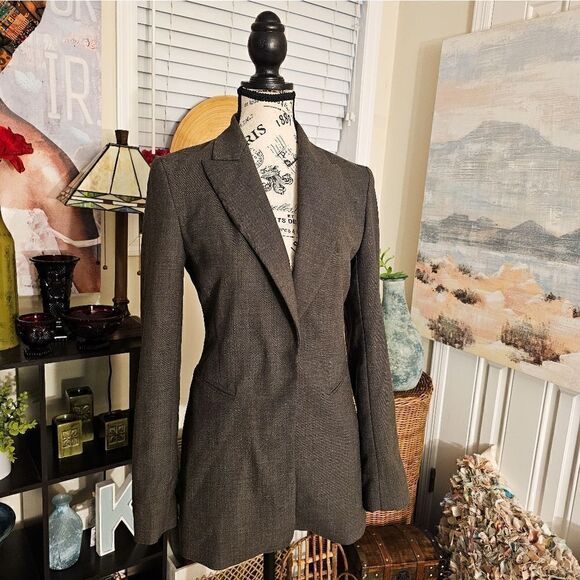 Zara Woman Dark Grey Business Casual One Button Contemporary Blazer Jacket. - Picture 12 of 13